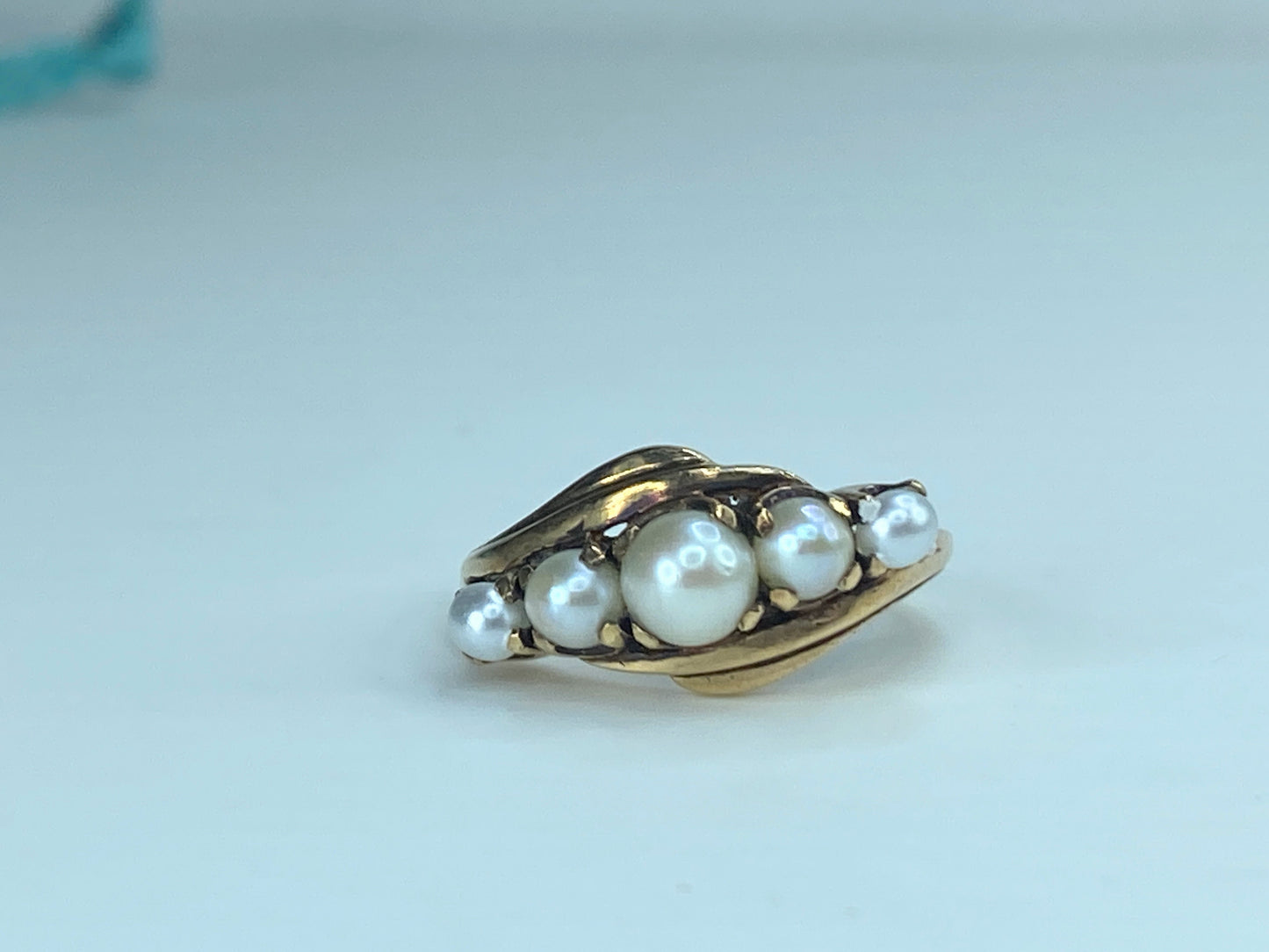 Antique Cultured Pearl Half Hoop Ring, 10k Rose Gold Edwardian 3.4g s6.25 JR9196