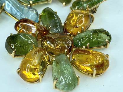 1970s Multi-Gemstone Cabochon & 14K Yellow Gold Clip-On Earrings, 46.2g JR1082