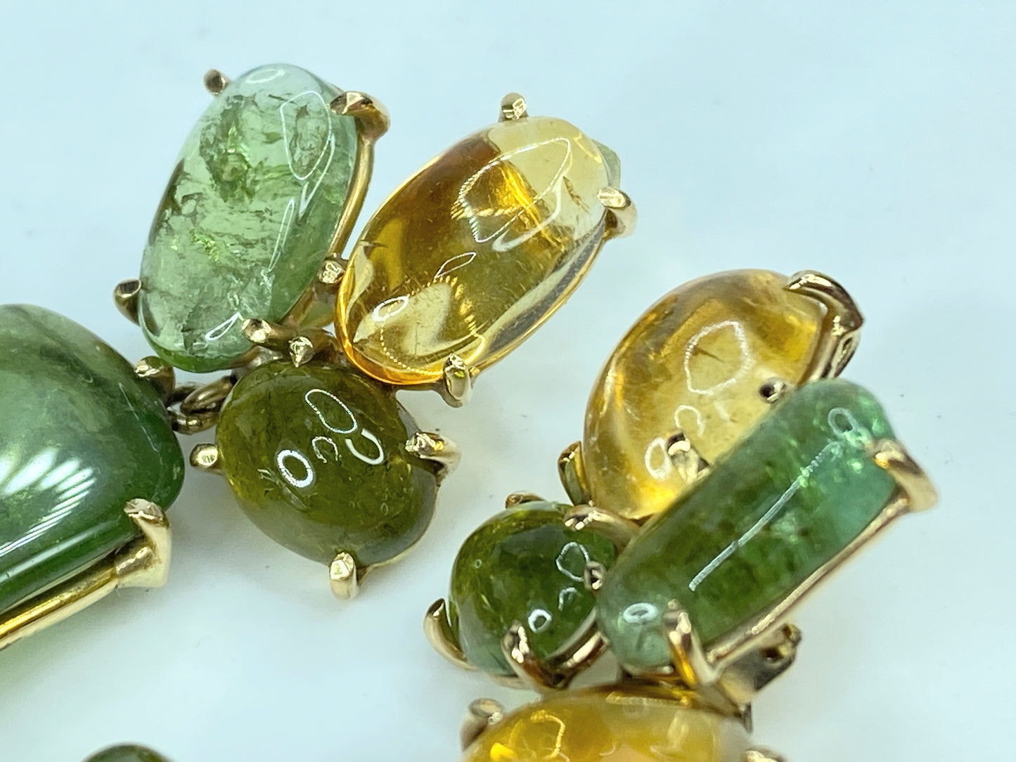 1970s Multi-Gemstone Cabochon & 14K Yellow Gold Clip-On Earrings, 46.2g JR1082