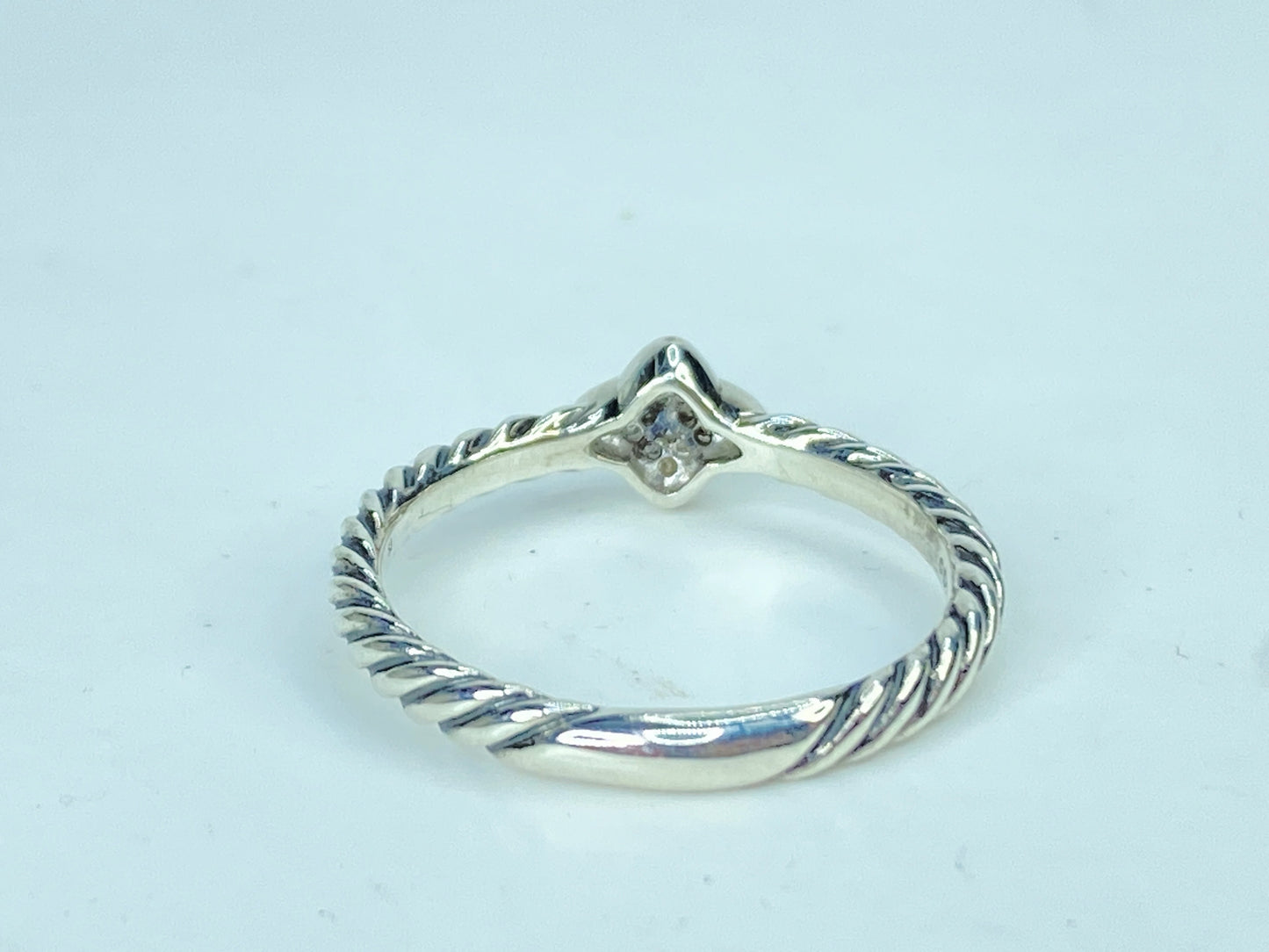 Vintage David Yurman  Sterling Silver Diamond Quatrefoil Ring s8 JR1083