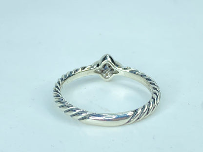 Vintage David Yurman  Sterling Silver Diamond Quatrefoil Ring s8 JR1083