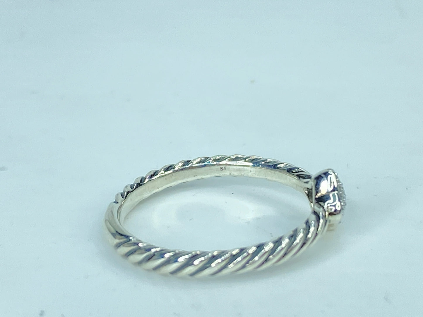 Vintage David Yurman  Sterling Silver Diamond Quatrefoil Ring s8 JR1083