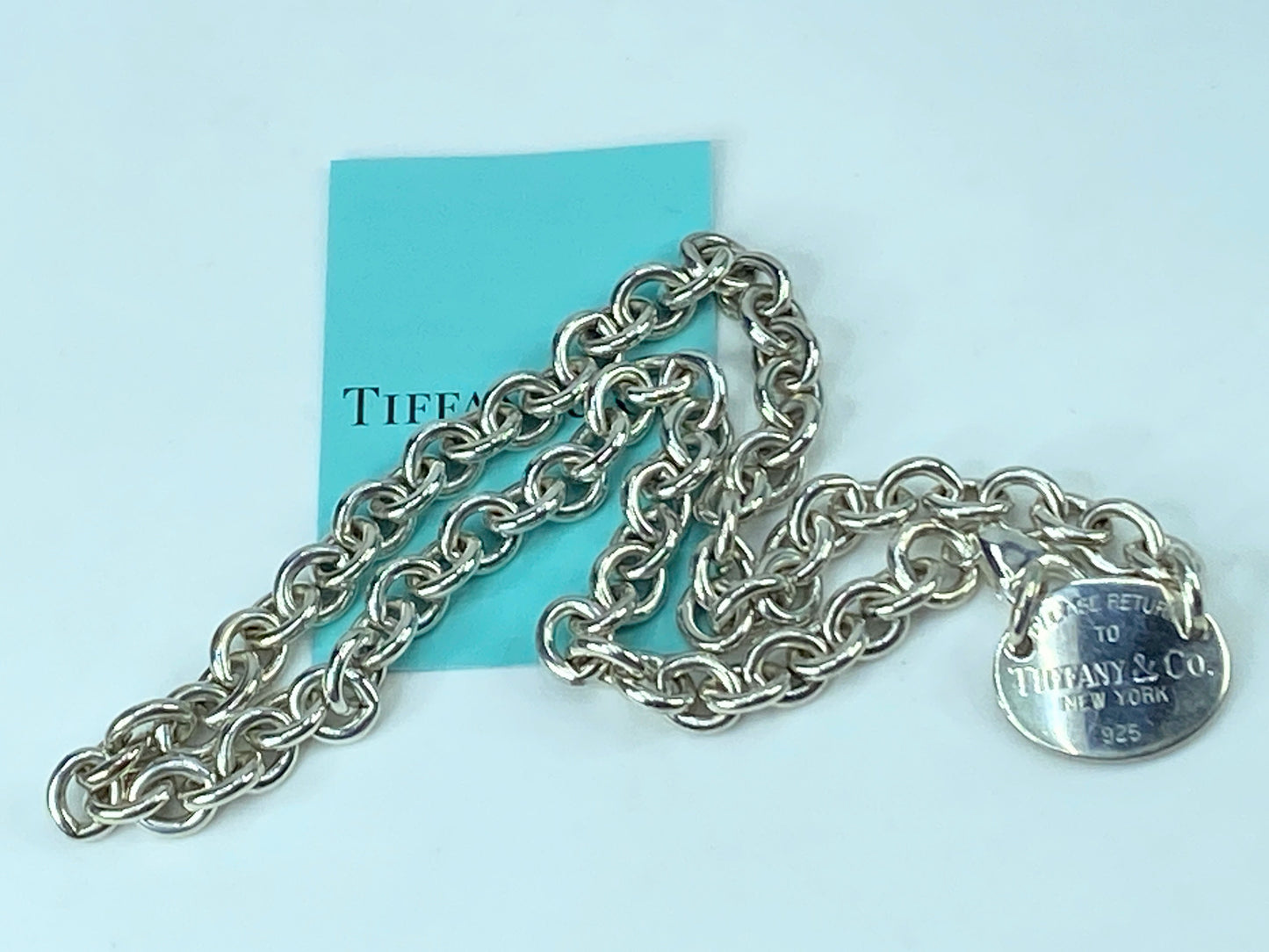 Tiffany & Co. Sterling Silver "Return to Tiffany" Oval Tag Choker Necklace JR327