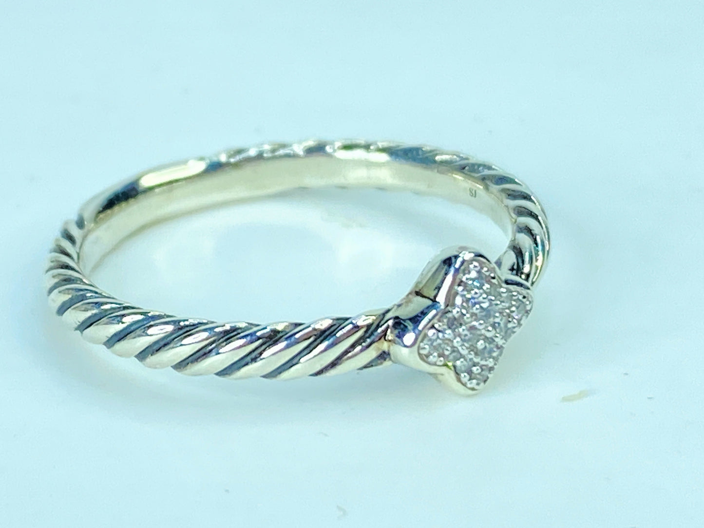 Vintage David Yurman  Sterling Silver Diamond Quatrefoil Ring s8 JR1083