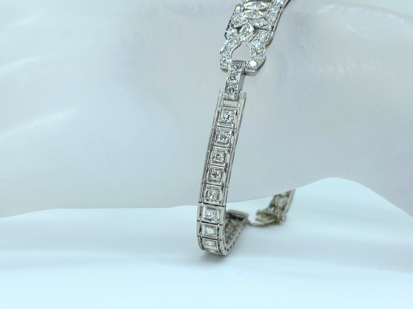 Appraised $8,650 Antique Platinum 2.25ct G/VS2 Old Euro cut Diamond bracelet 17.3g