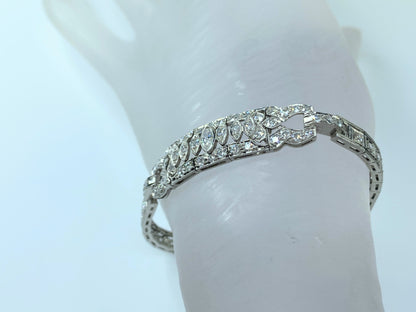 Appraised $8,650 Antique Platinum 2.25ct G/VS2 Old Euro cut Diamond bracelet 17.3g