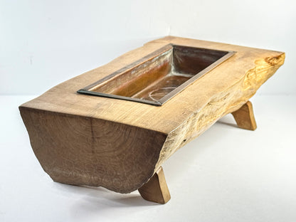 Circa 1960s Japanese Handmade Solid Wood Ikebana Copper Insert A964