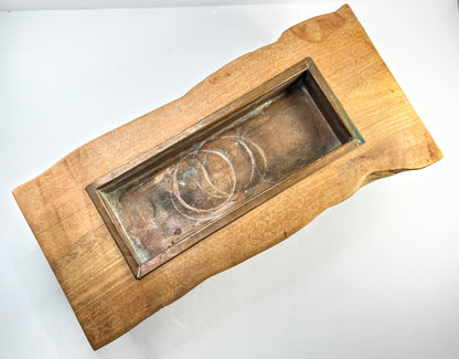 Circa 1960s Japanese Handmade Solid Wood Ikebana Copper Insert A964