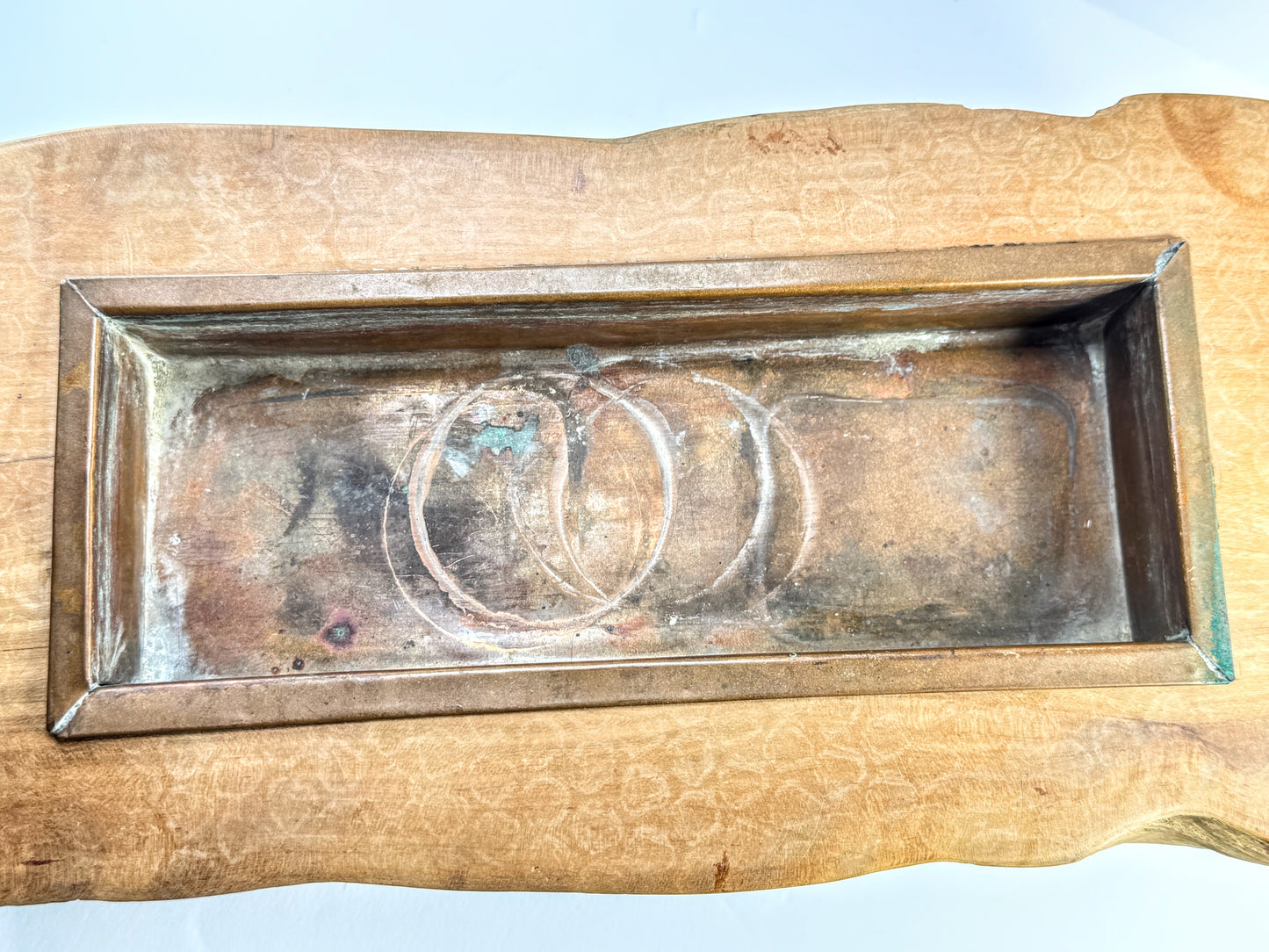 Circa 1960s Japanese Handmade Solid Wood Ikebana Copper Insert A964