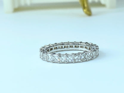 Appraised $8,995 Platinum 2.51ct F/VVS2 Asscher cut diamond eternity ring