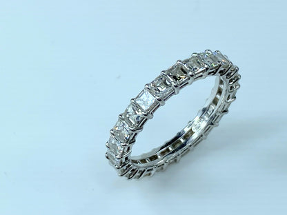 Appraised $8,995 Platinum 2.51ct F/VVS2 Asscher cut diamond eternity ring