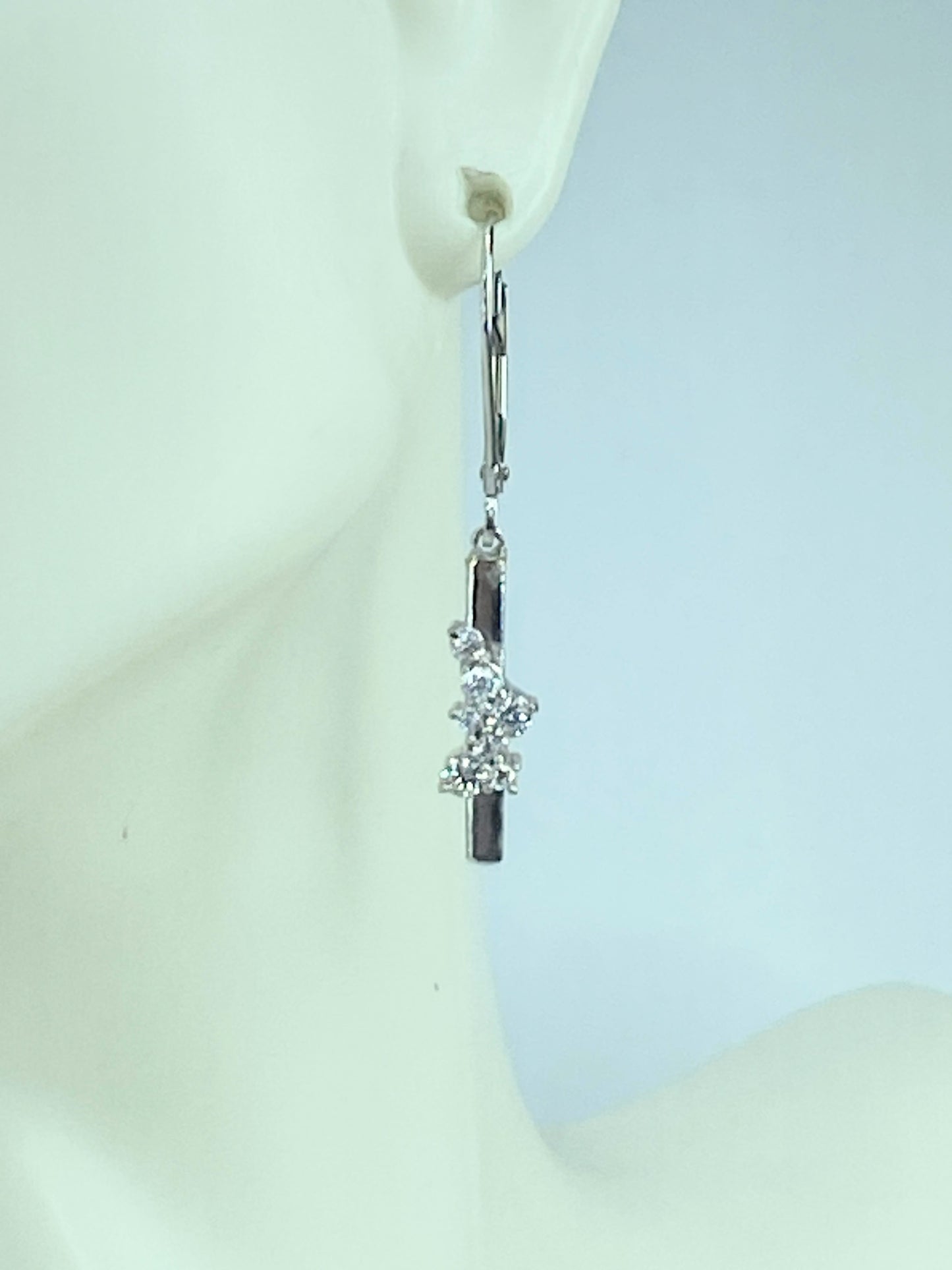 Platinum 950 0.5ct Diamond cluster dangle bar earring 4.5g JR9199