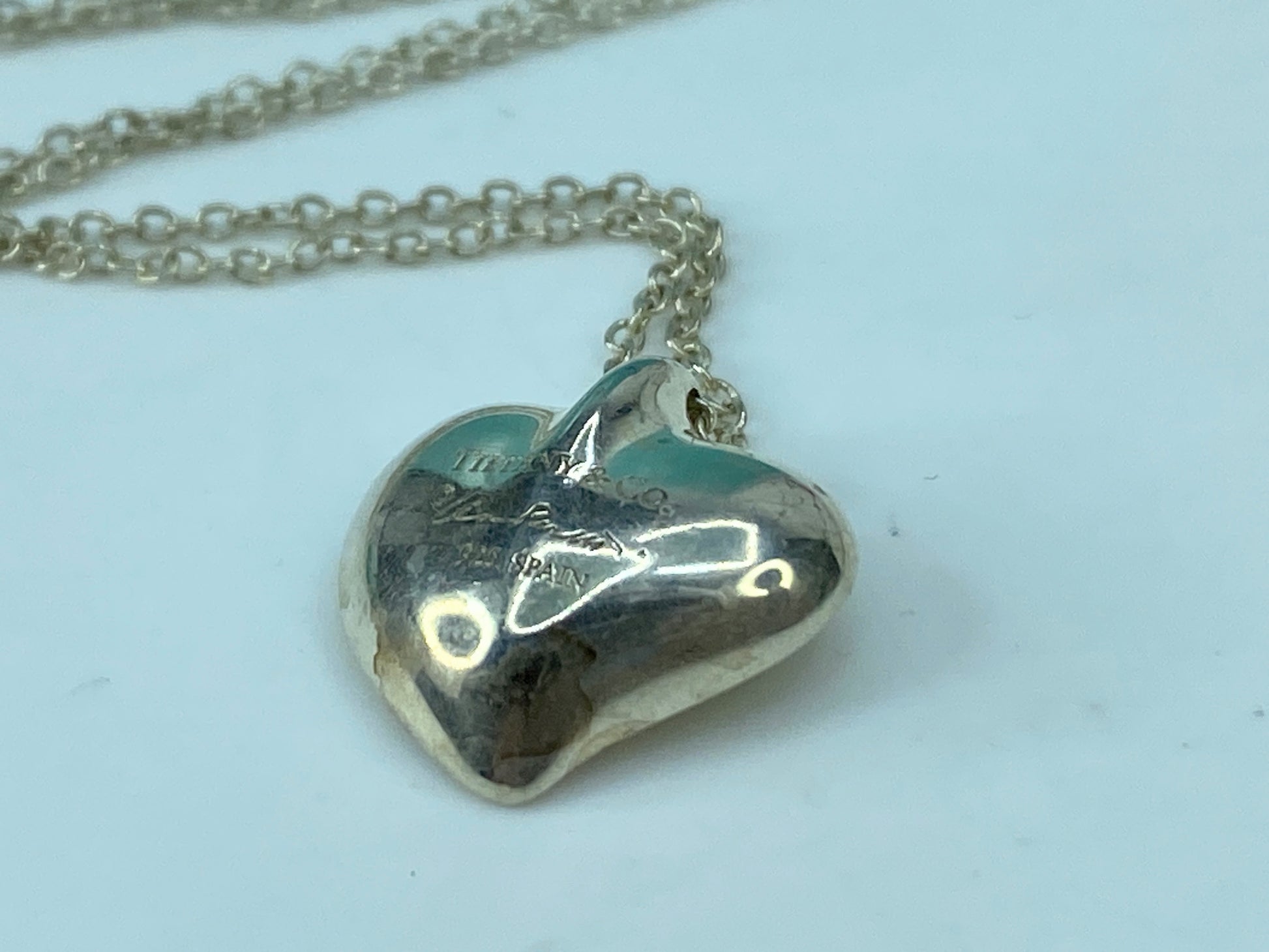 Tiffany & Co Elsa Peretti Sterling Silver 925 Full Heart Pendant Necklace JR325