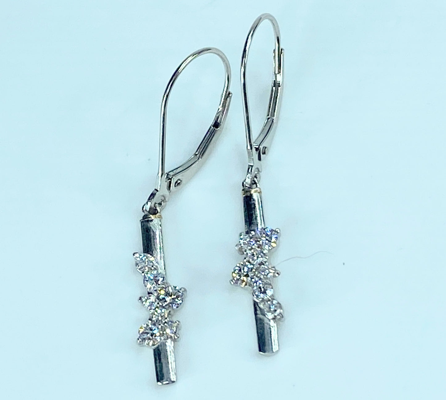 Platinum 950 0.5ct Diamond cluster dangle bar earring 4.5g JR9199