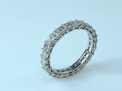 Appraised $8,995 Platinum 2.51ct F/VVS2 Asscher cut diamond eternity ring