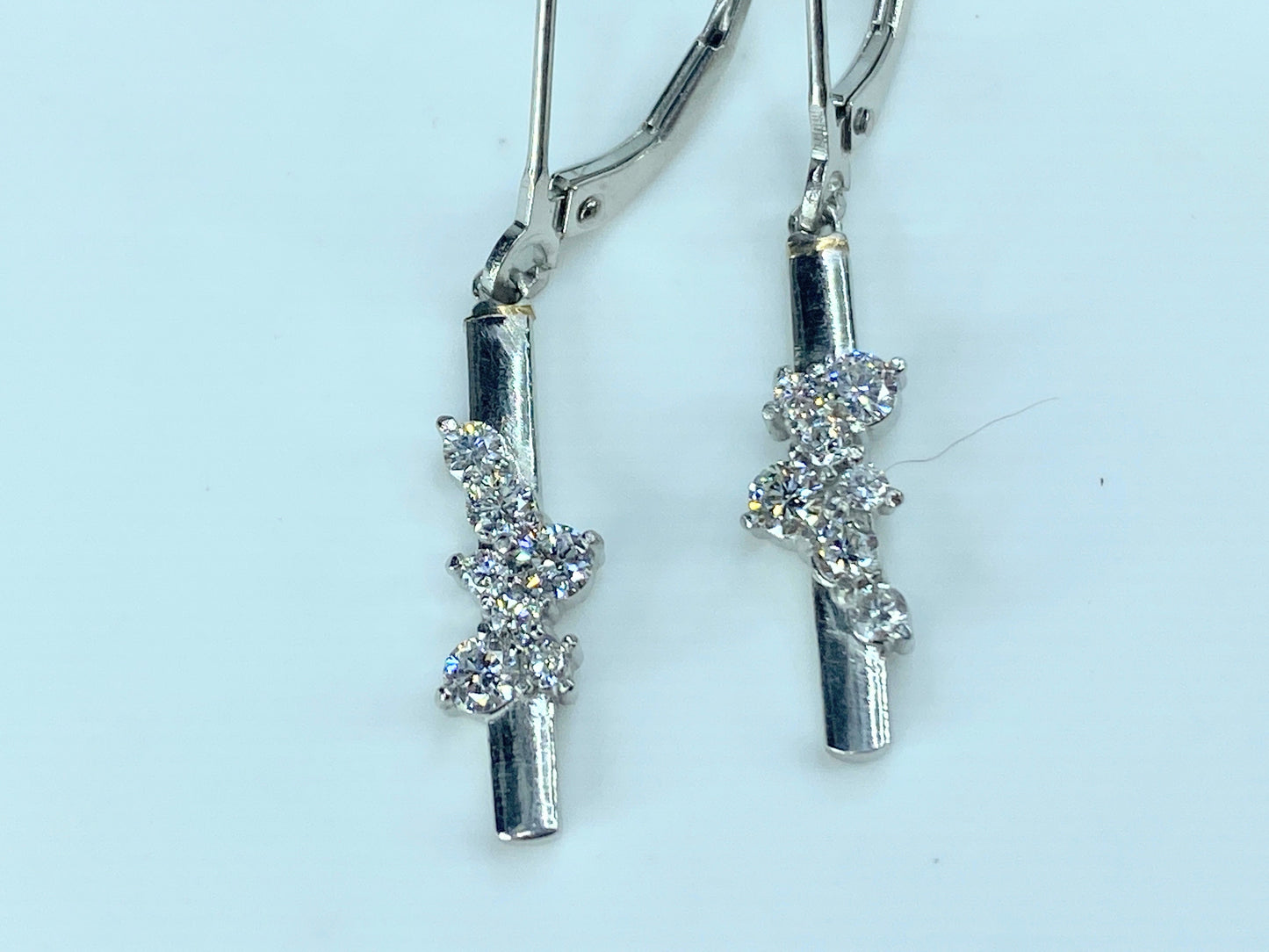 Platinum 950 0.5ct Diamond cluster dangle bar earring 4.5g JR9199