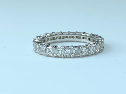 Appraised $8,995 Platinum 2.51ct F/VVS2 Asscher cut diamond eternity ring