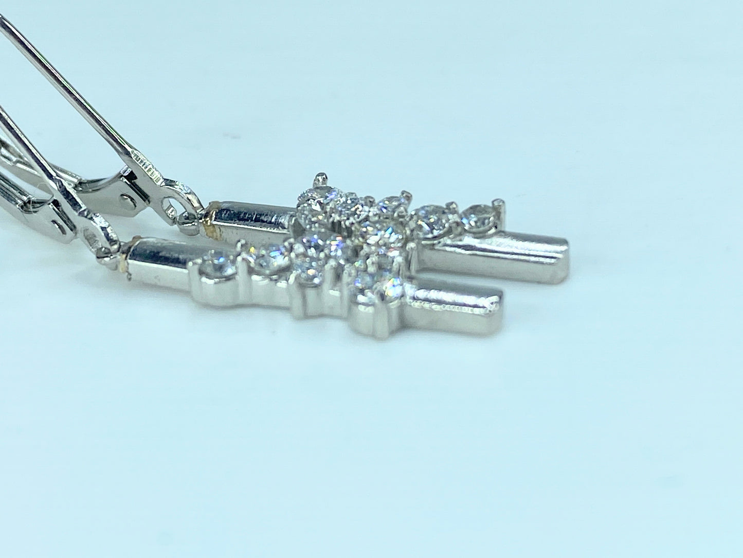 Platinum 950 0.5ct Diamond cluster dangle bar earring 4.5g JR9199