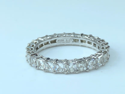 Appraised $8,995 Platinum 2.51ct F/VVS2 Asscher cut diamond eternity ring