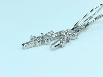 Platinum 950 0.5ct Diamond cluster dangle bar earring 4.5g JR9199