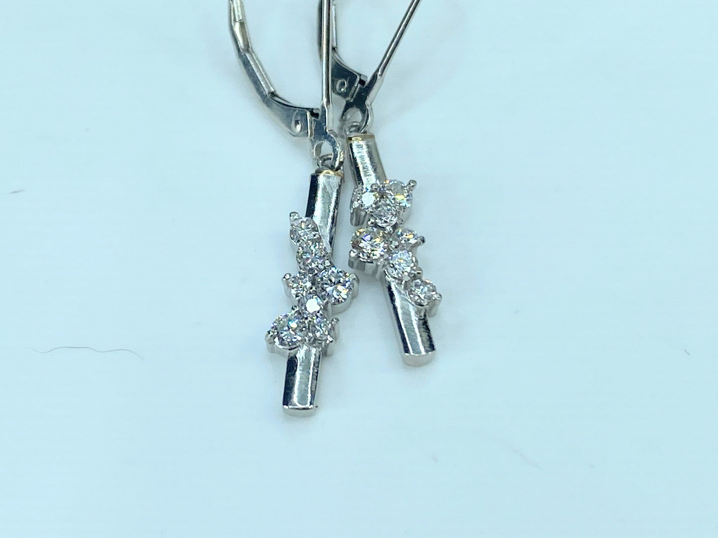 Platinum 950 0.5ct Diamond cluster dangle bar earring 4.5g JR9199