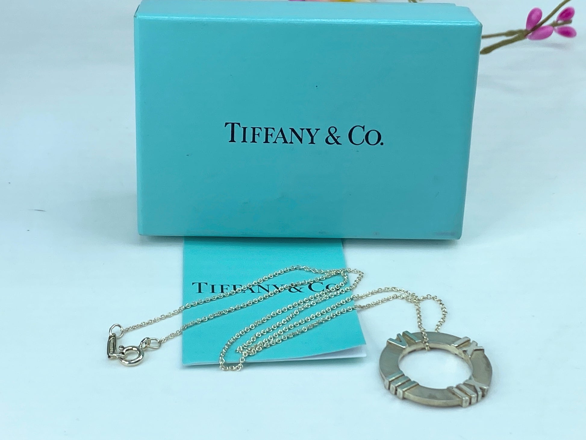 Tiffany & Co Sterling Silver Atlas Circle Necklace sterling 925 6.1g JR330