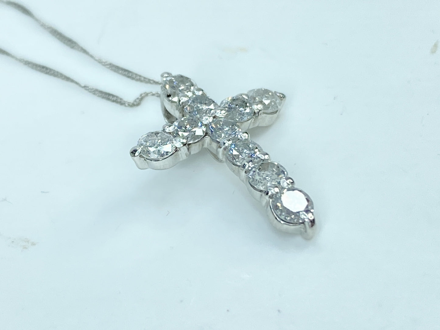 Platinum Diamond Cross Pendant Necklace 1.0ct 19 Inch JR1223