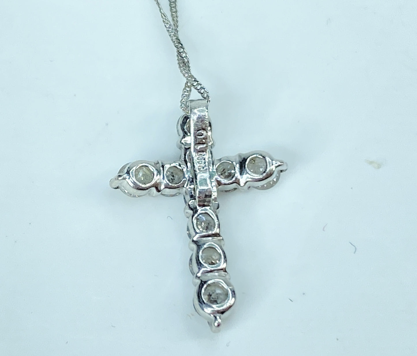 Platinum Diamond Cross Pendant Necklace 1.0ct 19 Inch JR1223