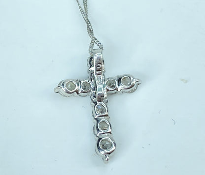 Platinum Diamond Cross Pendant Necklace 1.0ct 19 Inch JR1223