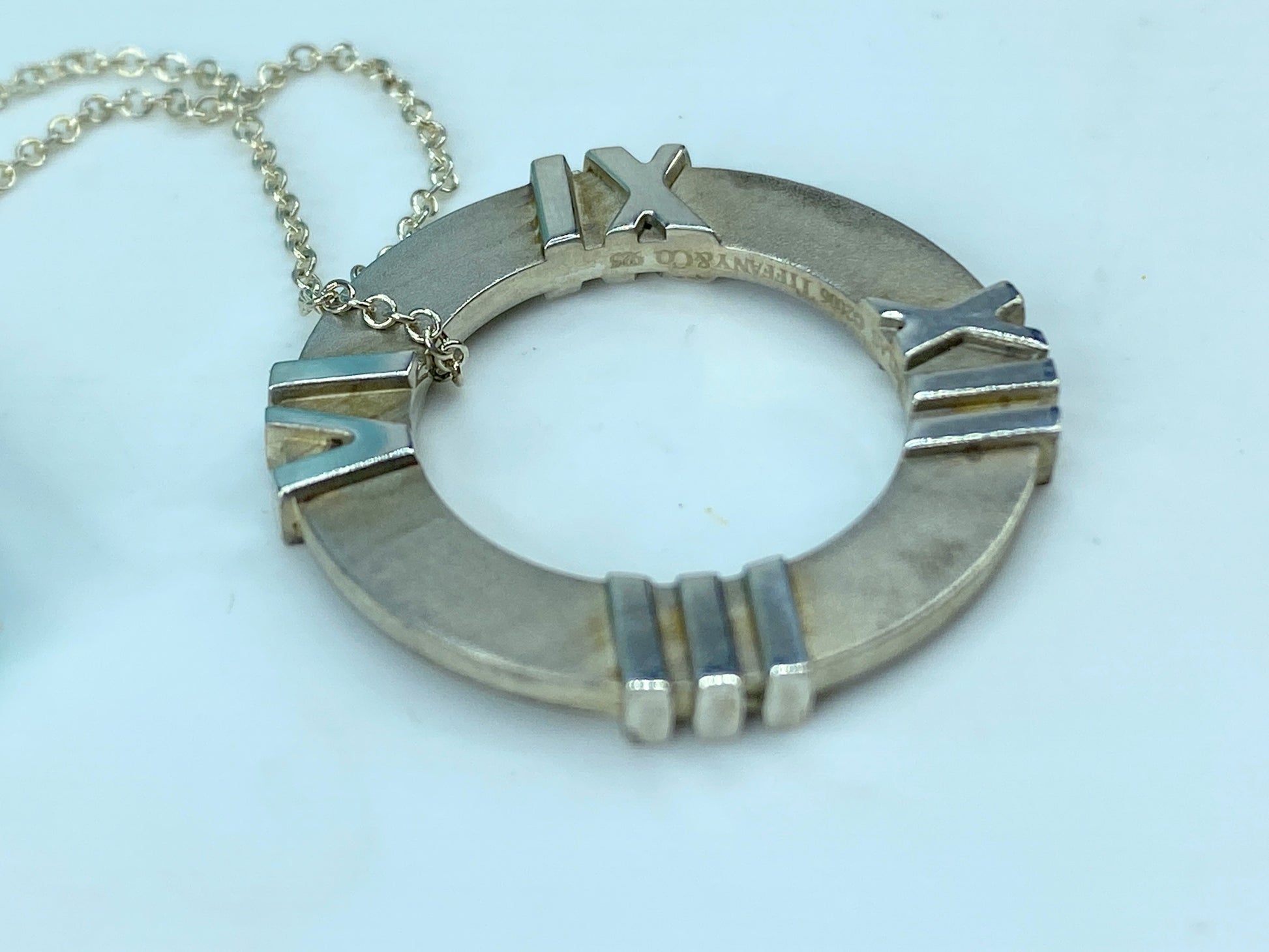 Tiffany & Co Sterling Silver Atlas Circle Necklace sterling 925 6.1g JR330