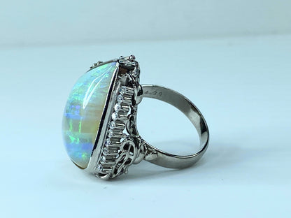 Appraised $8,995 Platinum 24.4ct Asymmetric Opal 0.29ct G/VS diamond ring