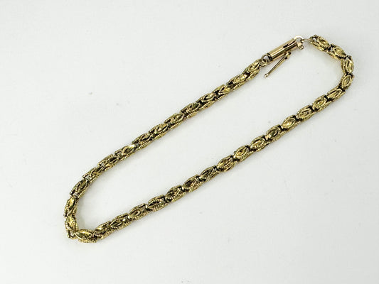 14k Solid Gold Fancy Turkish Filigree Link Chain Women’s Bracelet 6.7g JR9441