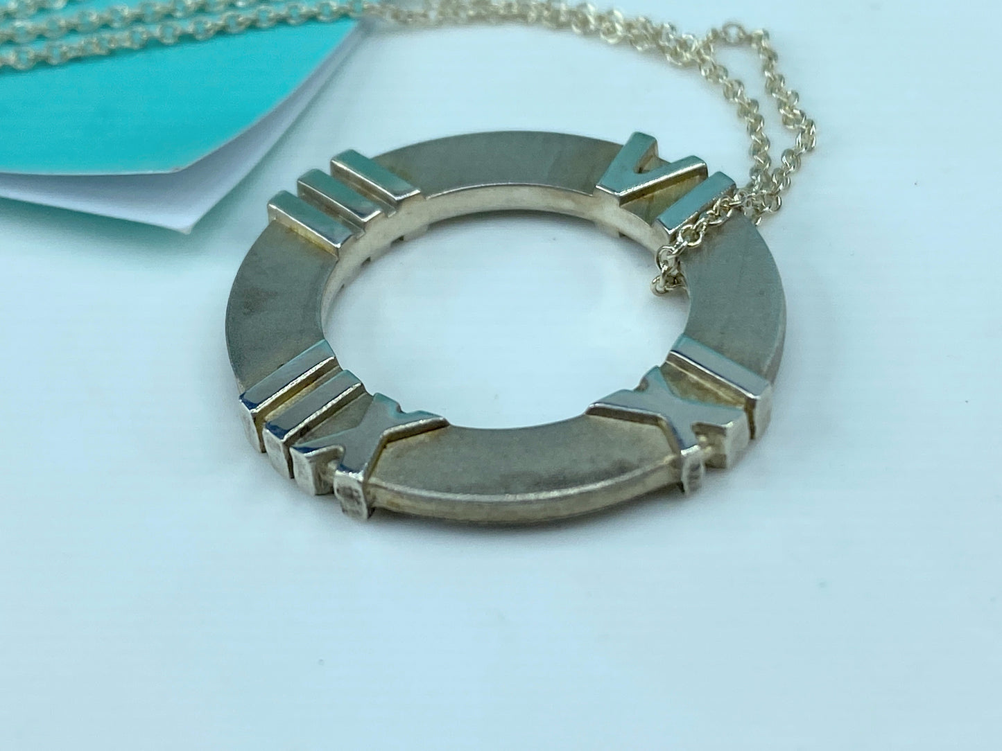 Tiffany & Co Sterling Silver Atlas Circle Necklace sterling 925 6.1g JR330