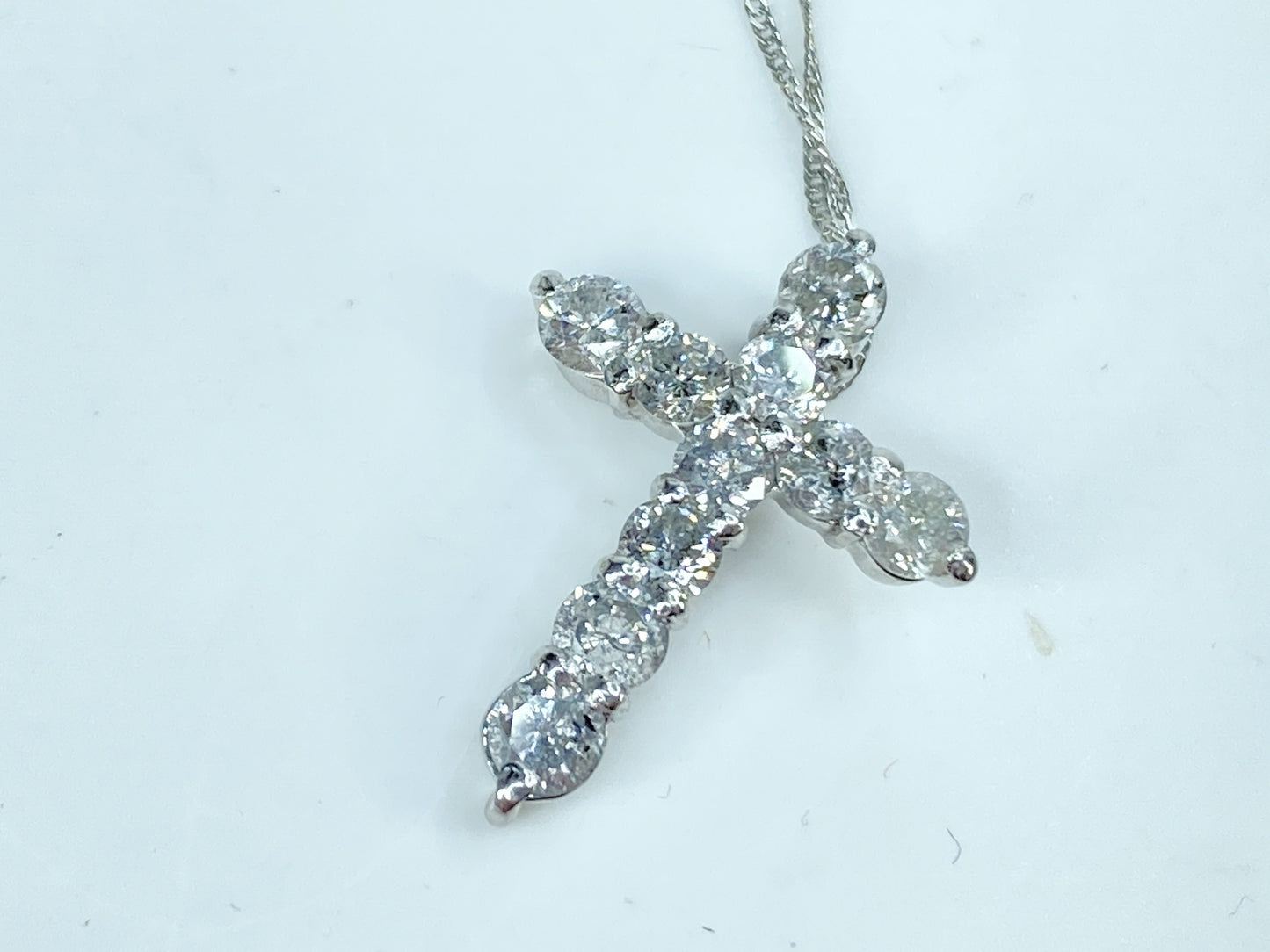 Platinum Diamond Cross Pendant Necklace 1.0ct 19 Inch JR1223