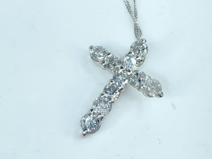 Platinum Diamond Cross Pendant Necklace 1.0ct 19 Inch JR1223