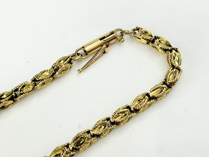 14k Solid Gold Fancy Turkish Filigree Link Chain Women’s Bracelet 6.7g JR9441