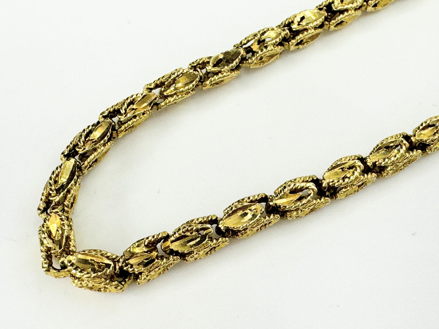 14k Solid Gold Fancy Turkish Filigree Link Chain Women’s Bracelet 6.7g JR9441