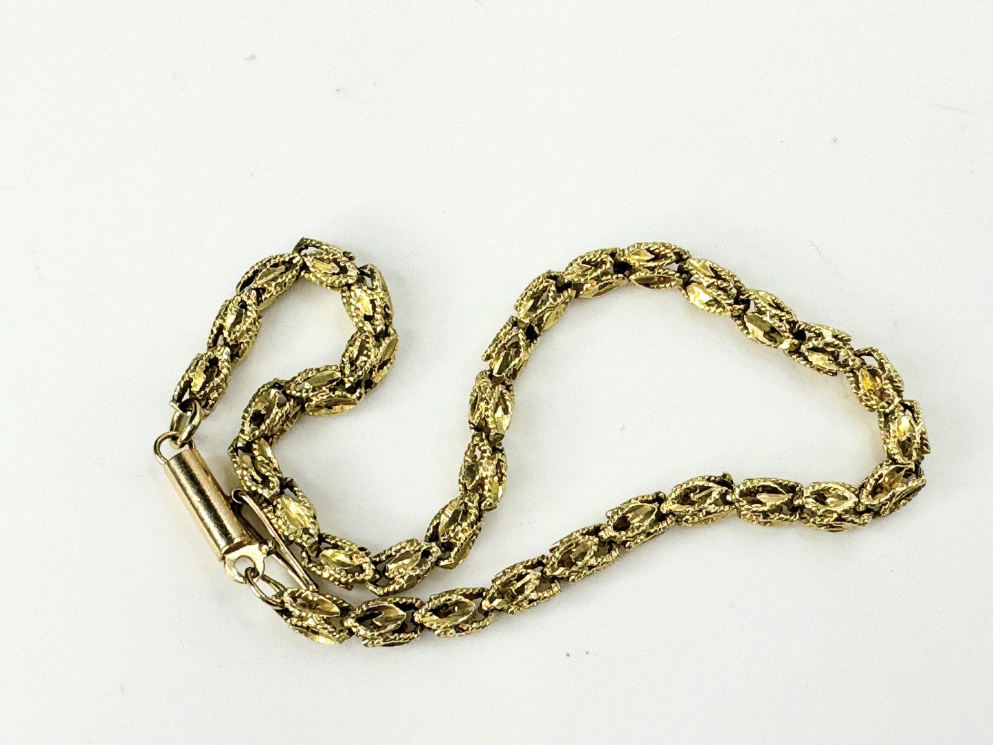 14k Solid Gold Fancy Turkish Filigree Link Chain Women’s Bracelet 6.7g JR9441