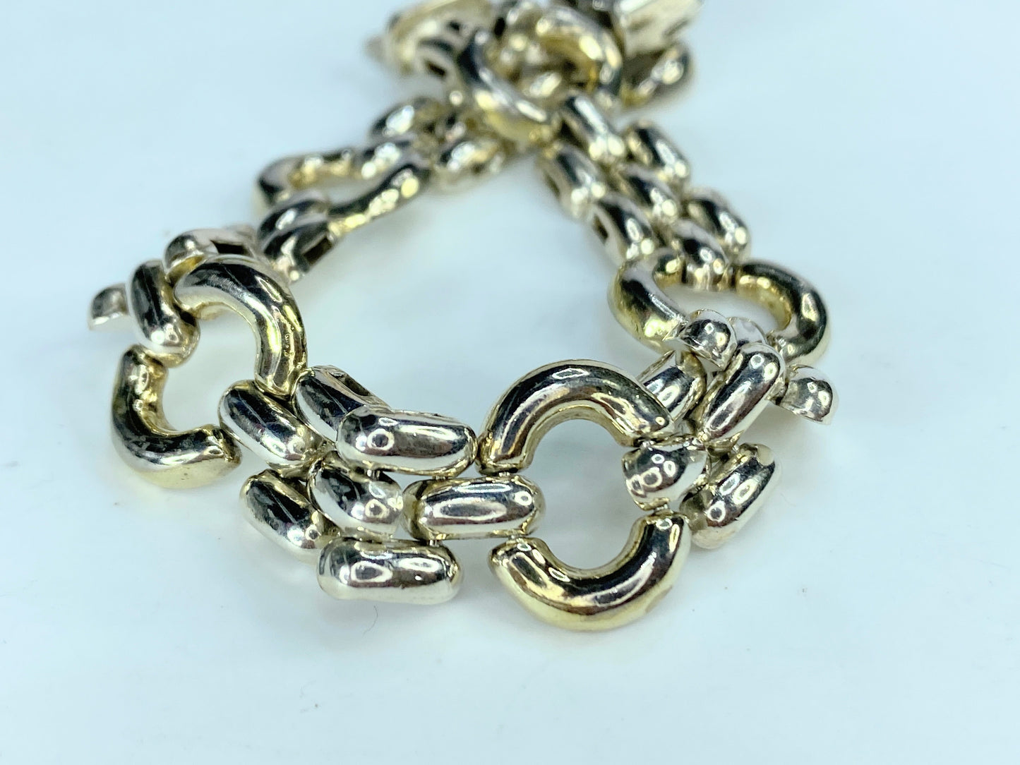 Italy classic Oval and Panther Link box clasp bracelet 22.8g 7.25" JR0042