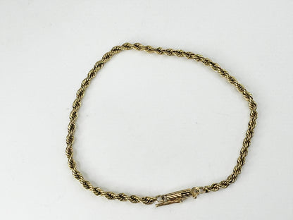 3.0mm 14K yellow solid gold rope link bracelet 6.1g 8.0" JR9443