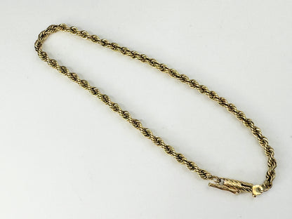 3.0mm 14K yellow solid gold rope link bracelet 6.1g 8.0" JR9443