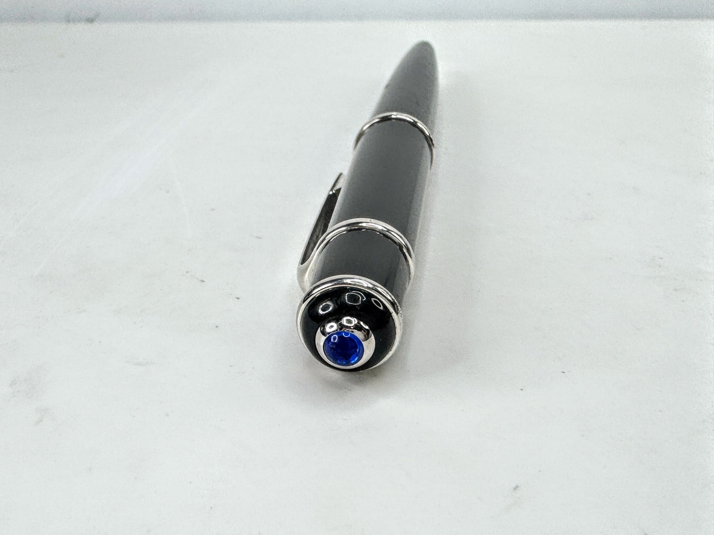 Cartier Diabolo Black Composite Rollerball Pen - Black with Silver Trim SS395