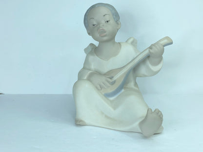 LLADRO Black Legacy Angel Boy W/Mandolin 4537 Satin finish perfect A116