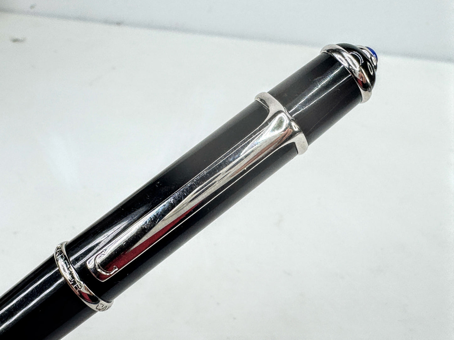Cartier Diabolo Black Composite Rollerball Pen - Black with Silver Trim SS395