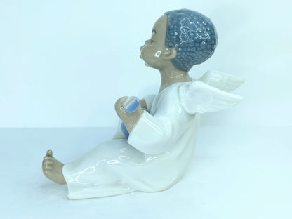 Lladro Black Legacy Collection Porcelain Angel With Lute Mandolin Spain A234