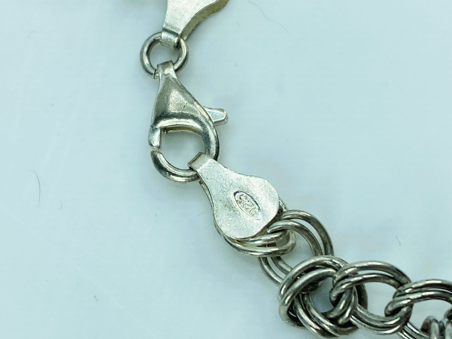 Italian 925 Sterling Silver Charm Bracelet with Rhinestone Enamel Charms JR993