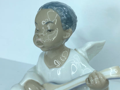 Lladro Black Legacy Collection Porcelain Angel With Lute Mandolin Spain A234