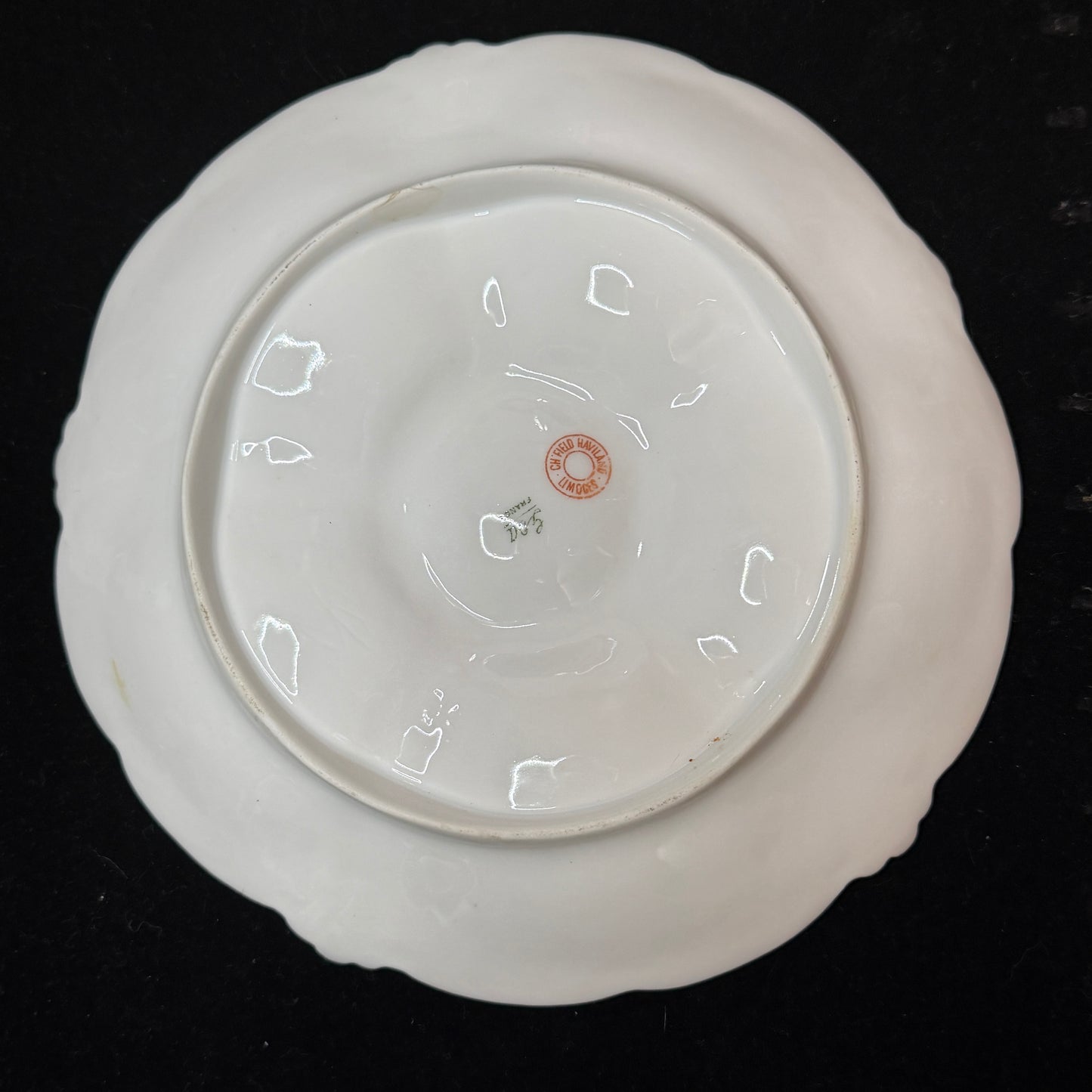Antique Limoges Porcelain Floral Oyster Plate Gilt Trim 7.5 Inch A892