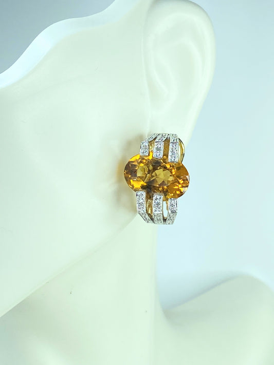 H Stern 14K yellow gold Citrine Diamond accent earrings 8.8g JR9205