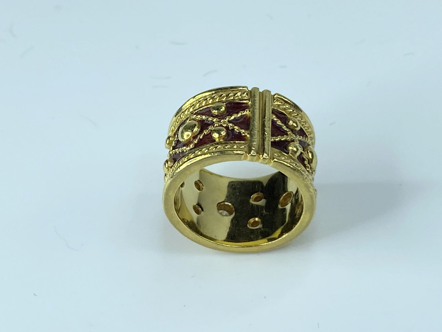 YANES 'Malpica' collection Drum ring gold, diamonds and enamel 16.9g s7